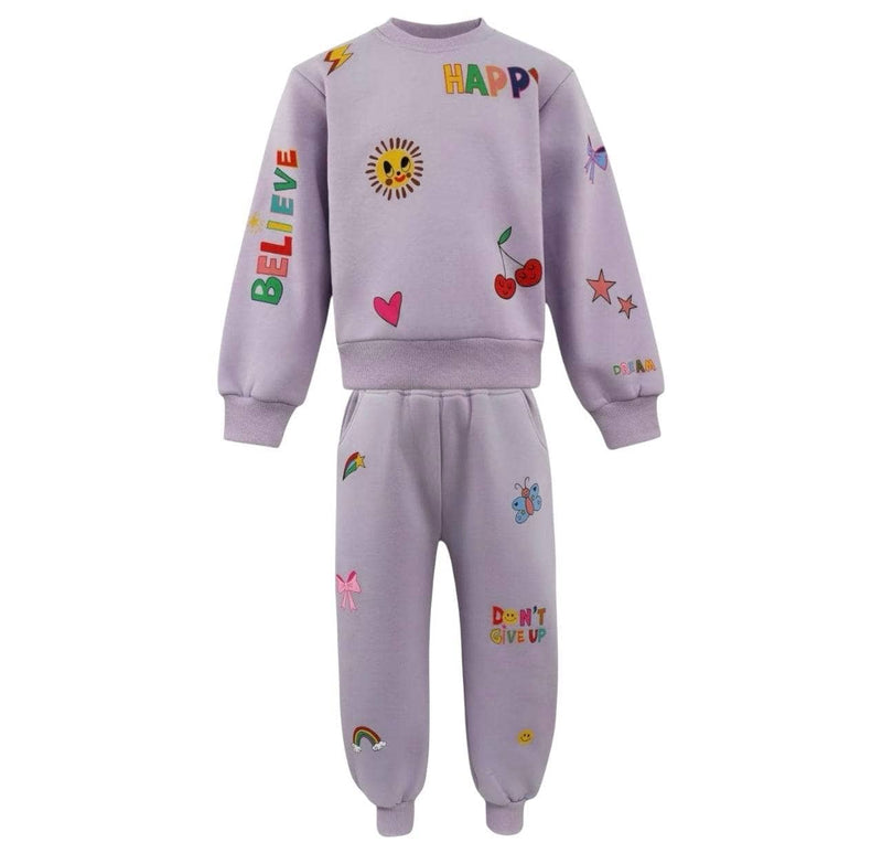 Knitting Doodles Kids Jogger Sets Buy Green Fleece Printed Make A Wish Top And Joggers Set For Girls