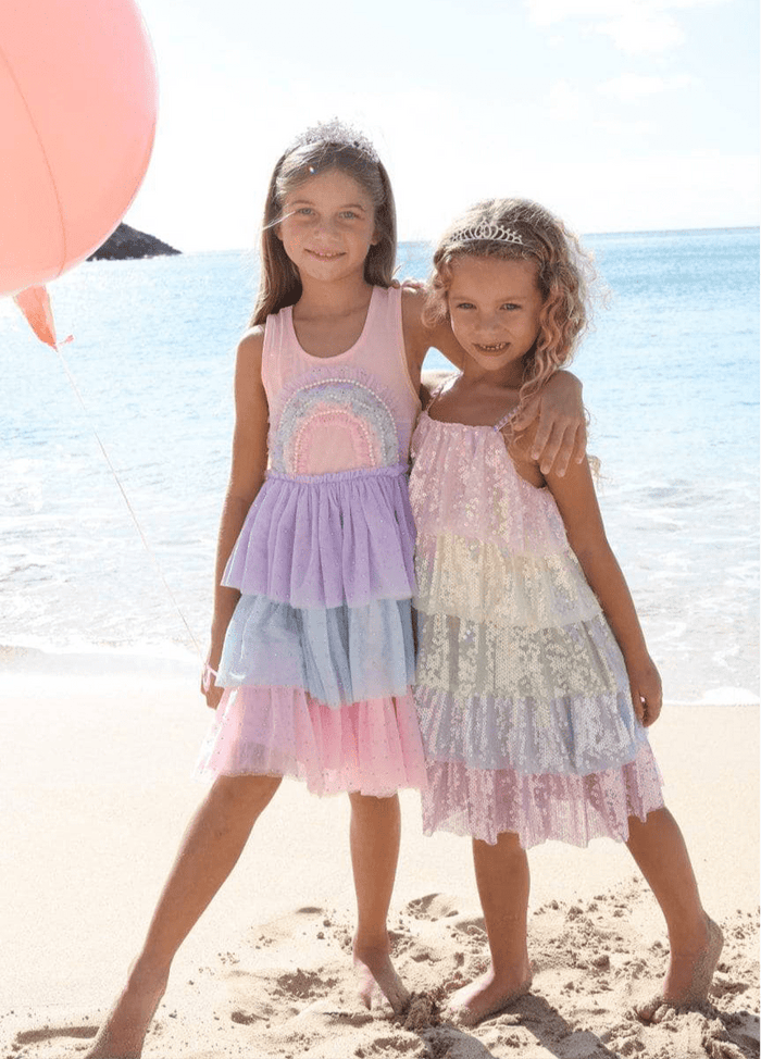 lola-spring Dress 3D Rainbow Peach Tank Dress