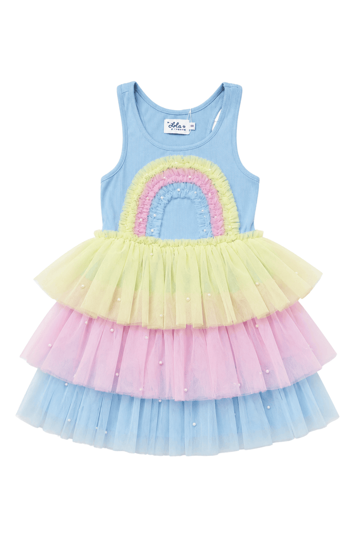 Light Blue 3D Rainbow Tank Dress - Lola + The Boys