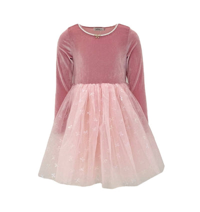 exclude-new-arriv Dress 2 Ballerina Bow Velour Dress