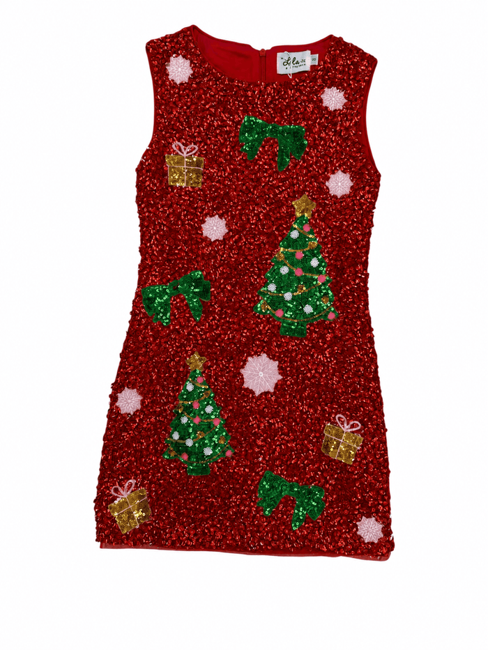 Lola + The Boys Dress Christmas Shimmer Icon Dress