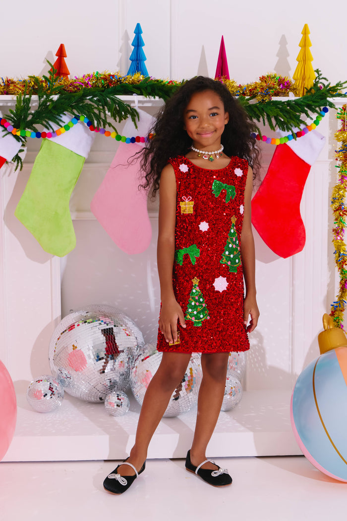 Lola + The Boys Dress Christmas Shimmer Icon Dress