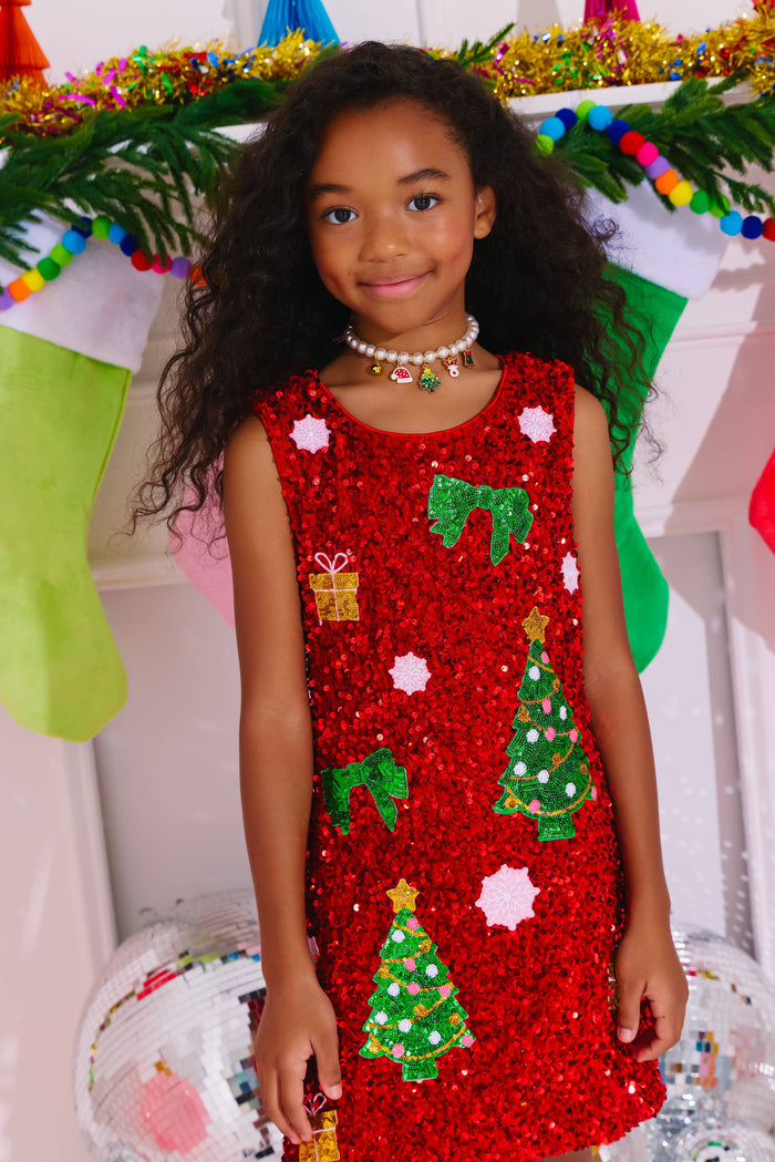 Lola + The Boys Dress Christmas Shimmer Icon Dress