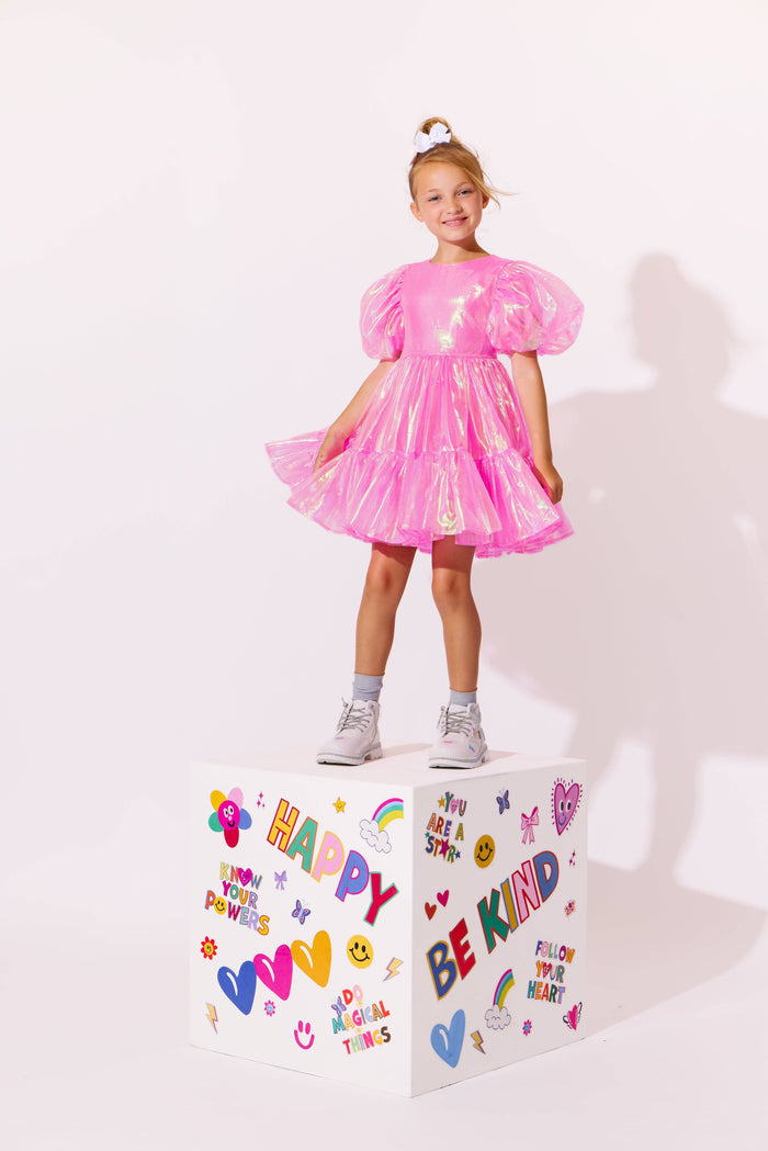 Lola + The Boys Dress Crystal Pink Hologram Dress