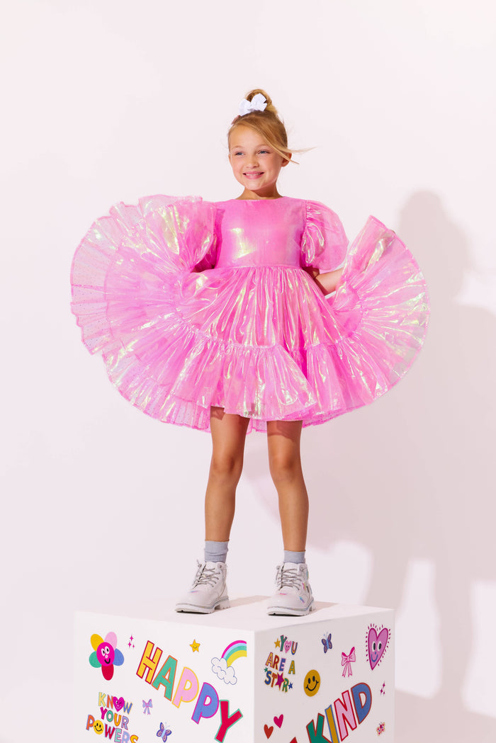 Lola + The Boys Dress Crystal Pink Hologram Dress