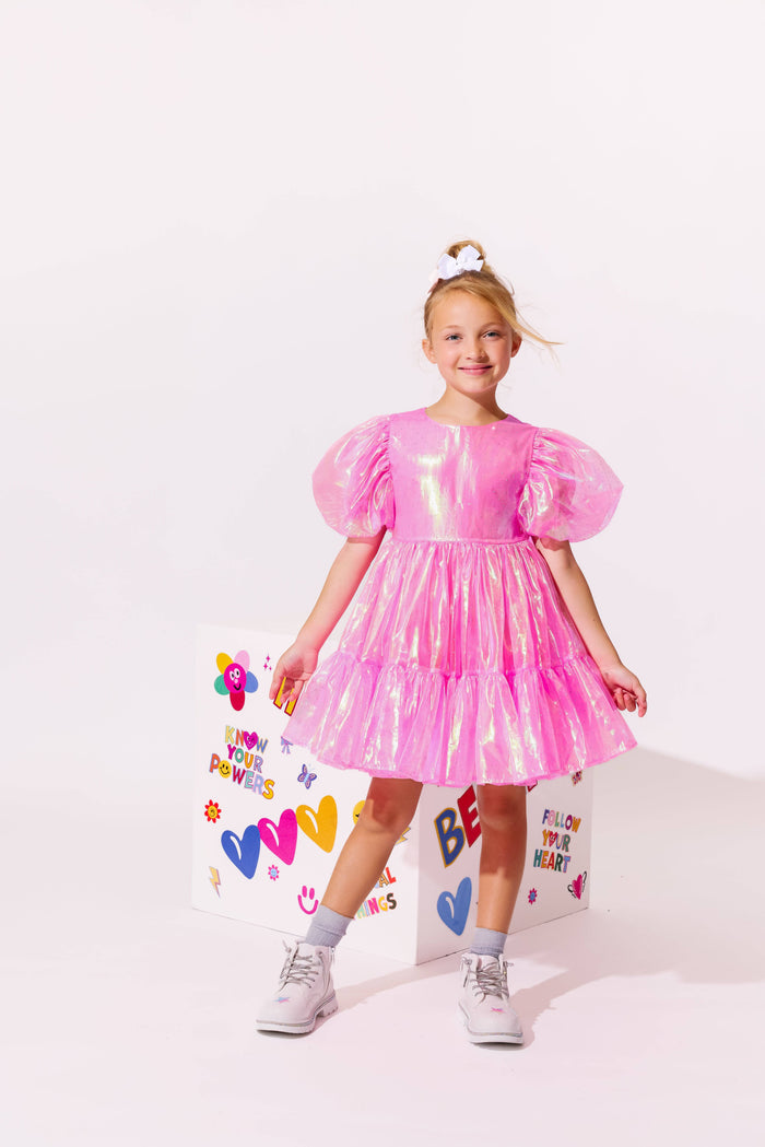 Lola + The Boys Dress Crystal Pink Hologram Dress