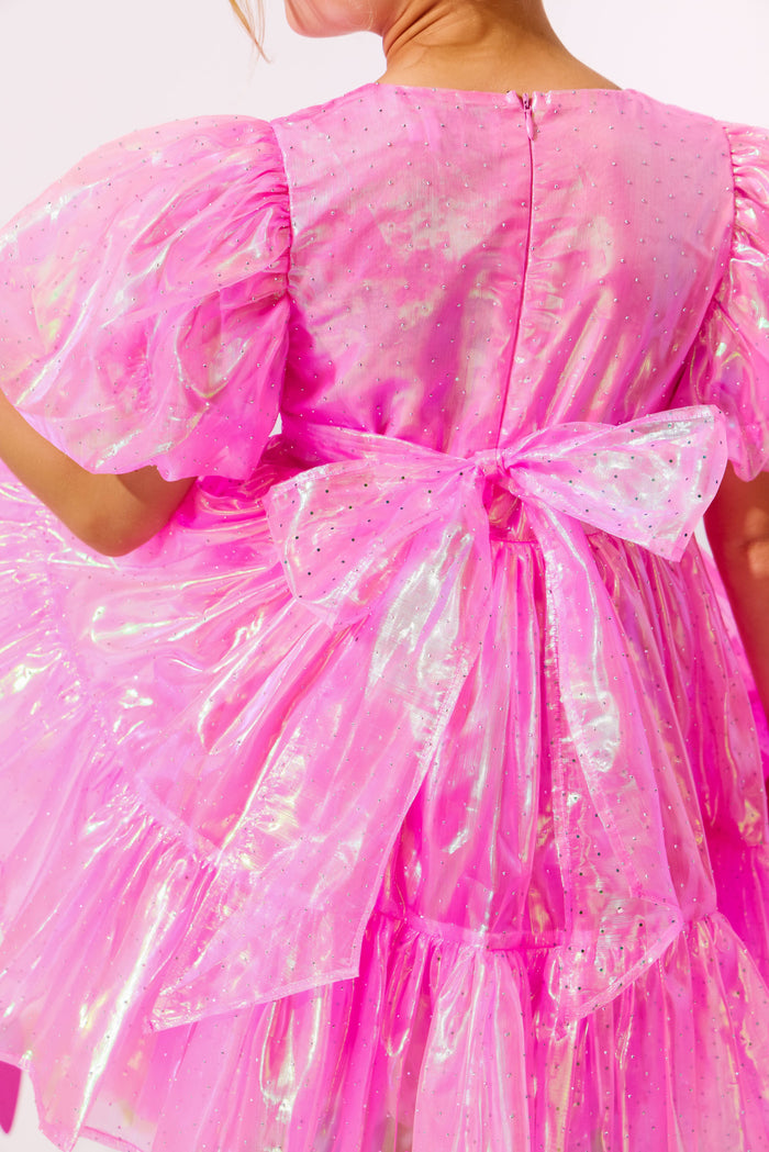 Lola + The Boys Dress Crystal Pink Hologram Dress
