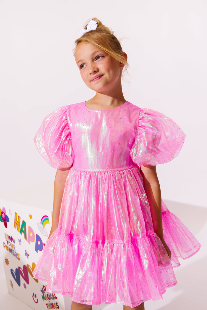 Lola + The Boys Dress Crystal Pink Hologram Dress
