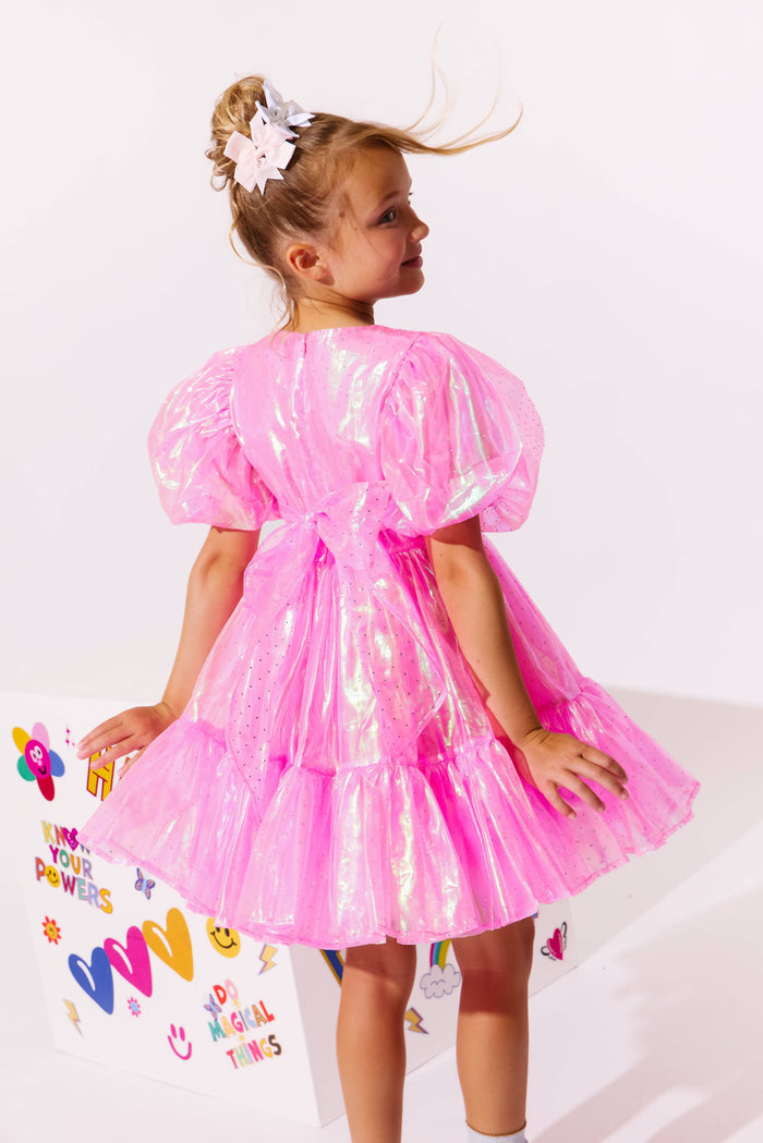 Lola + The Boys Dress Crystal Pink Hologram Dress