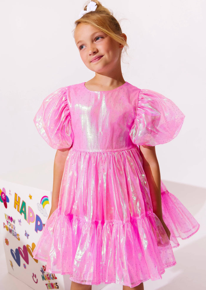 Lola + The Boys Dress Crystal Pink Hologram Dress
