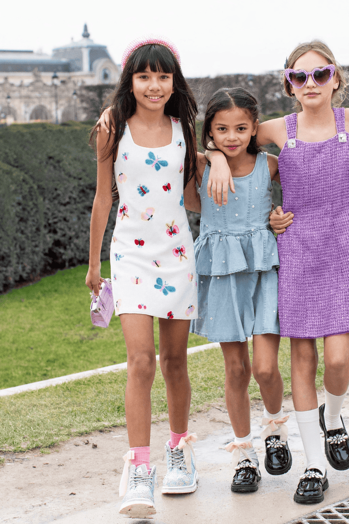 Lola + The Boys Dress Hand-Beaded Butterfly Dress