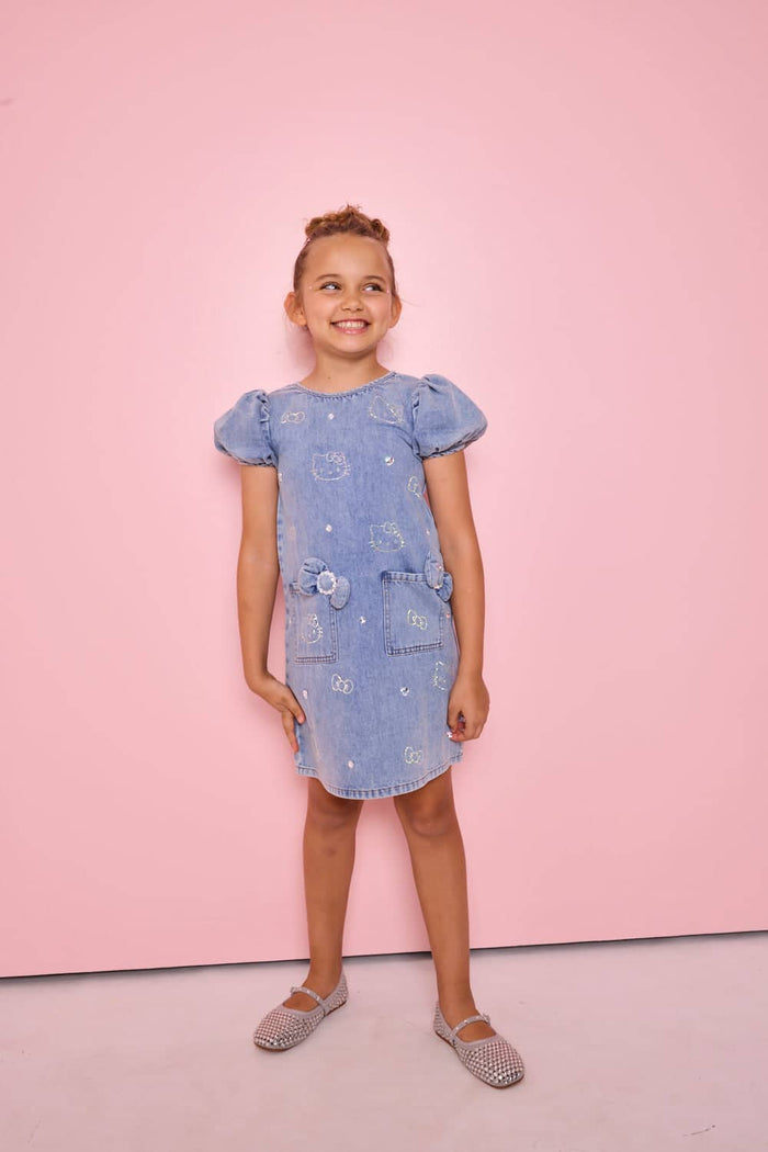 Lola + The Boys Dress Hello Kitty® Denim Crystal Dress