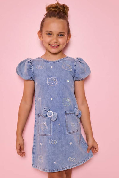 Lola + The Boys Hello Kitty Denim Crystal Dress, 14