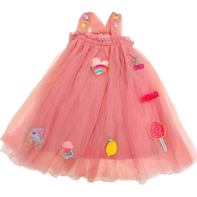 Lola + The Boys Dress Hello Summer Patch Tulle Dress
