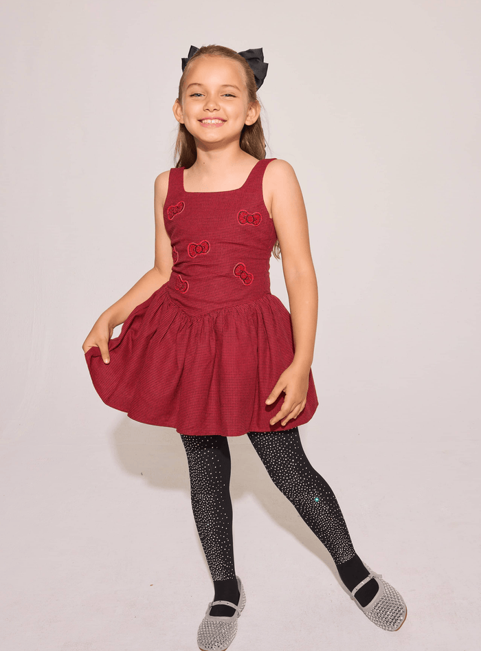Lola + The Boys Dress Houndstooth Bow Dress