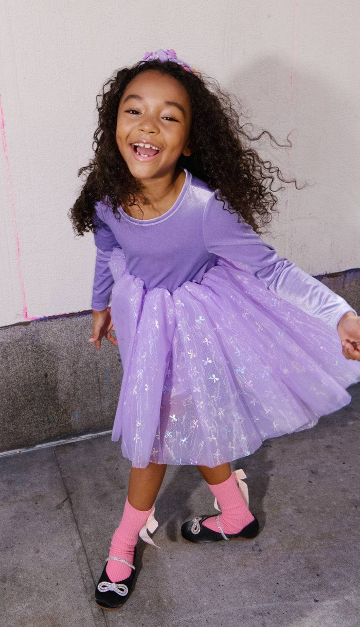 Lola + The Boys Dress Lavender Ballerina Bow Dress