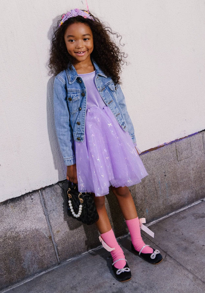Lola + The Boys Dress Lavender Ballerina Bow Dress