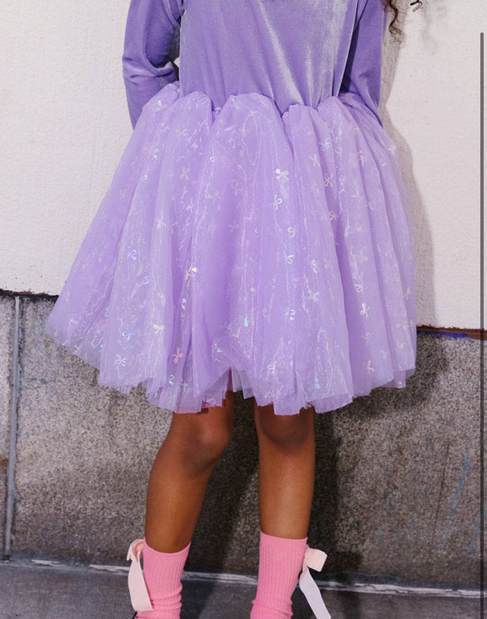 Lola + The Boys Dress Lavender Ballerina Bow Dress