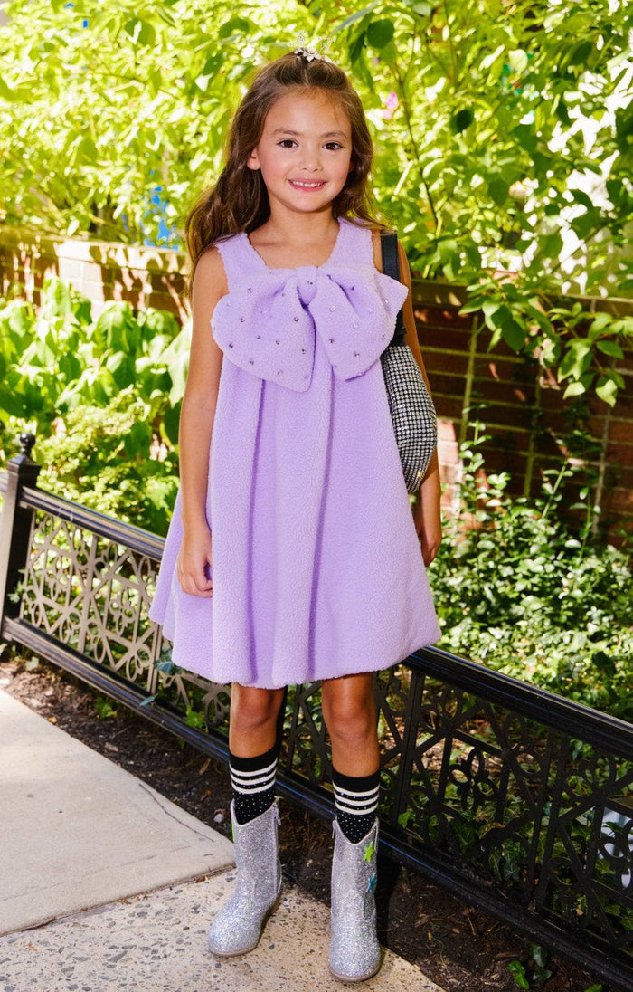 Lola + The Boys Dress Lavender Big Bow Teddy Dress