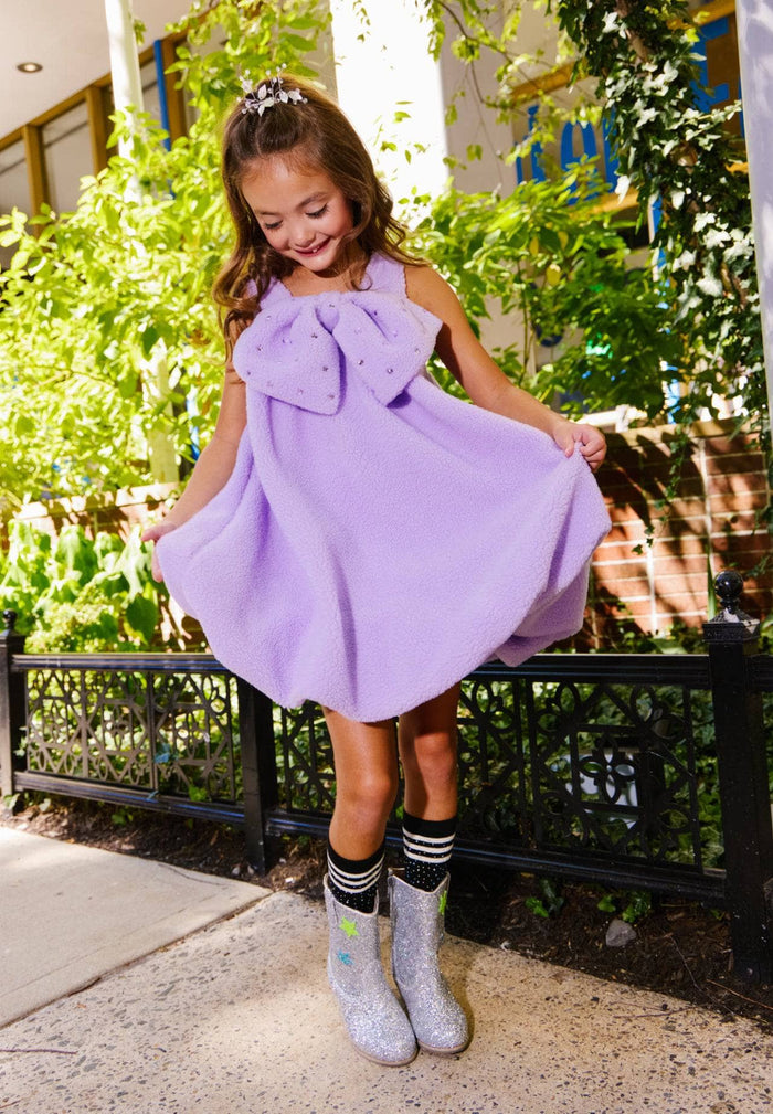 Lola + The Boys Dress Lavender Big Bow Teddy Dress