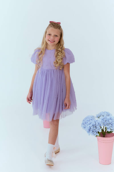 exclude-sale Dress Lavender Crystal Pearl Tulle Dress