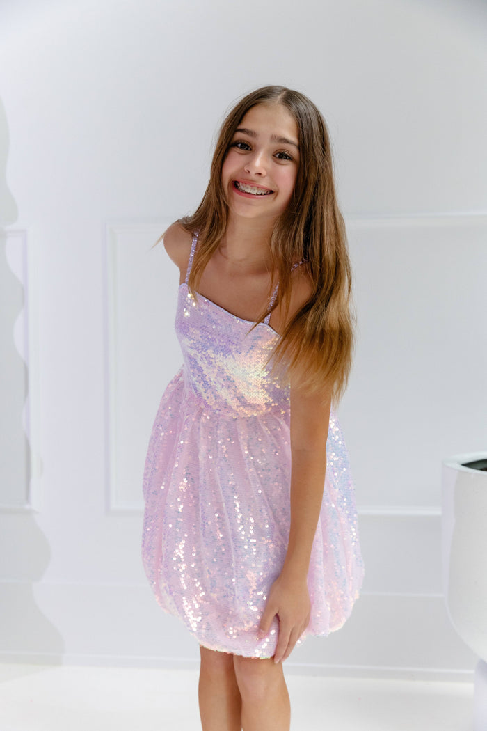 Lola + The Boys Dress Lavender Haze Gems Bubble Dress