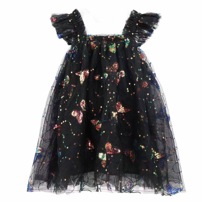 Lola + The Boys Dress Midnight Butterfly Sequin Party Dress