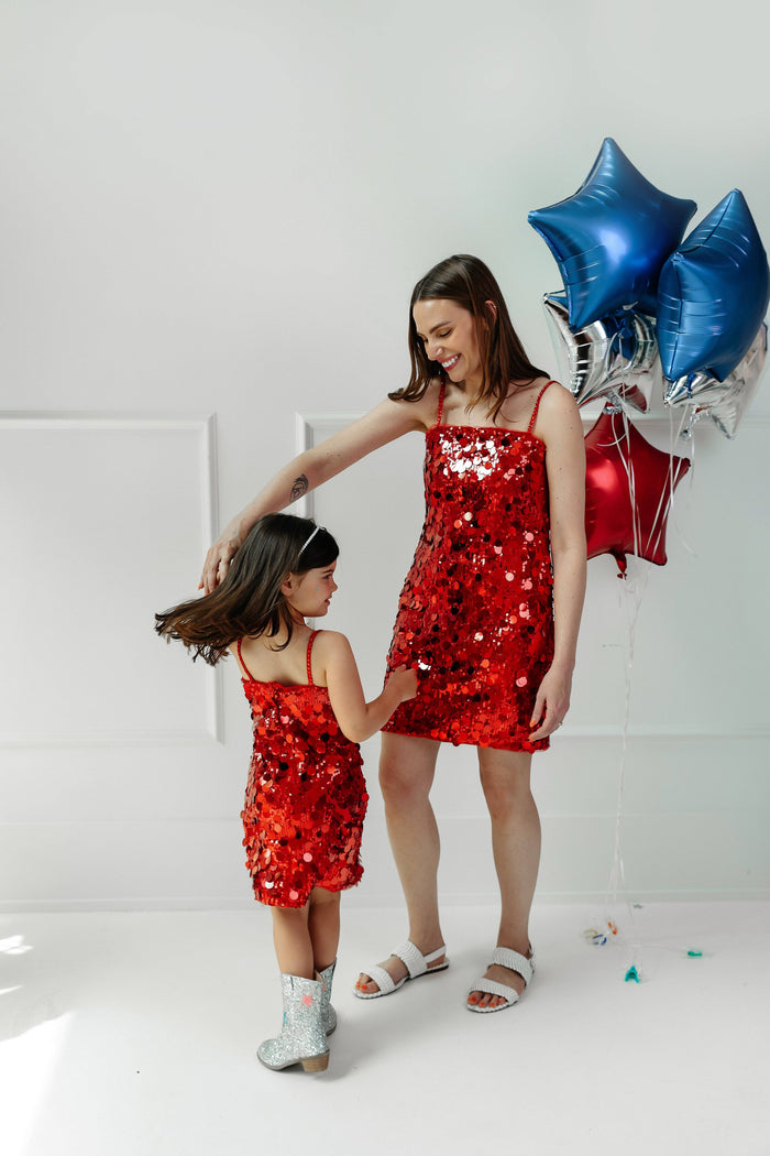 exclude-new-arriv Dress Paillette Ruby Party Dress