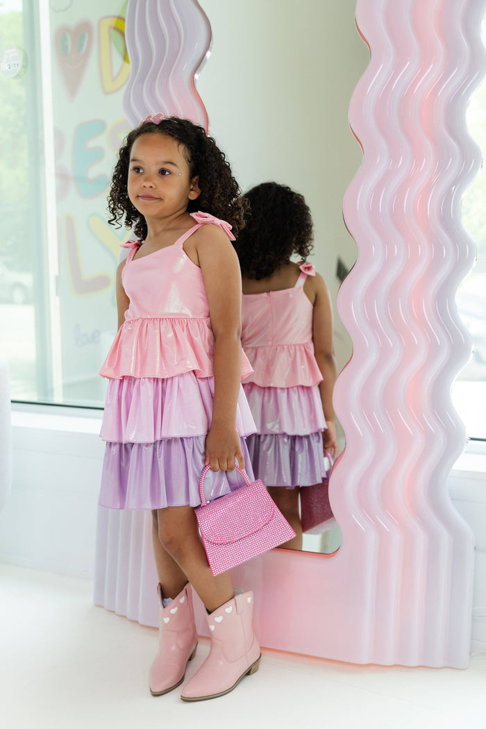 Pastel Ombre Shimmer Bow Dress Pastel Ombre Shimmer Bow Dress