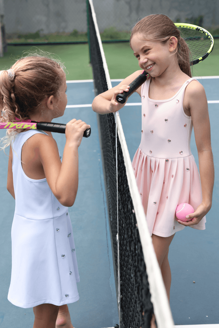 Lola + The Boys Dress Peach Heart Scuba Tennis Dress