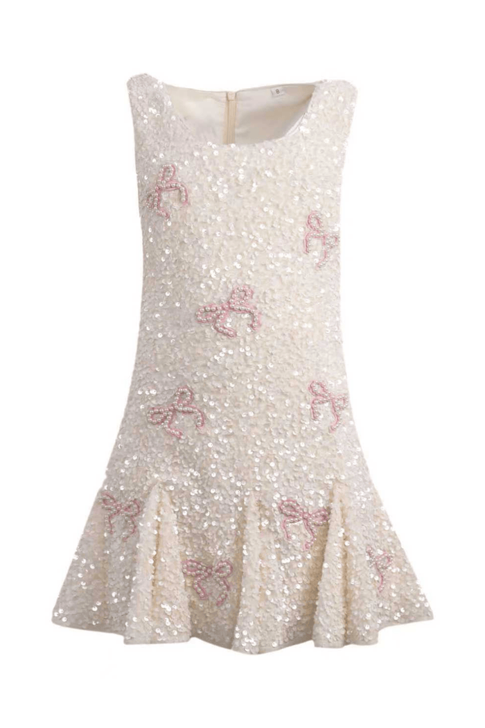 Lola + The Boys Dress Pearly Bow Sparkle Dress