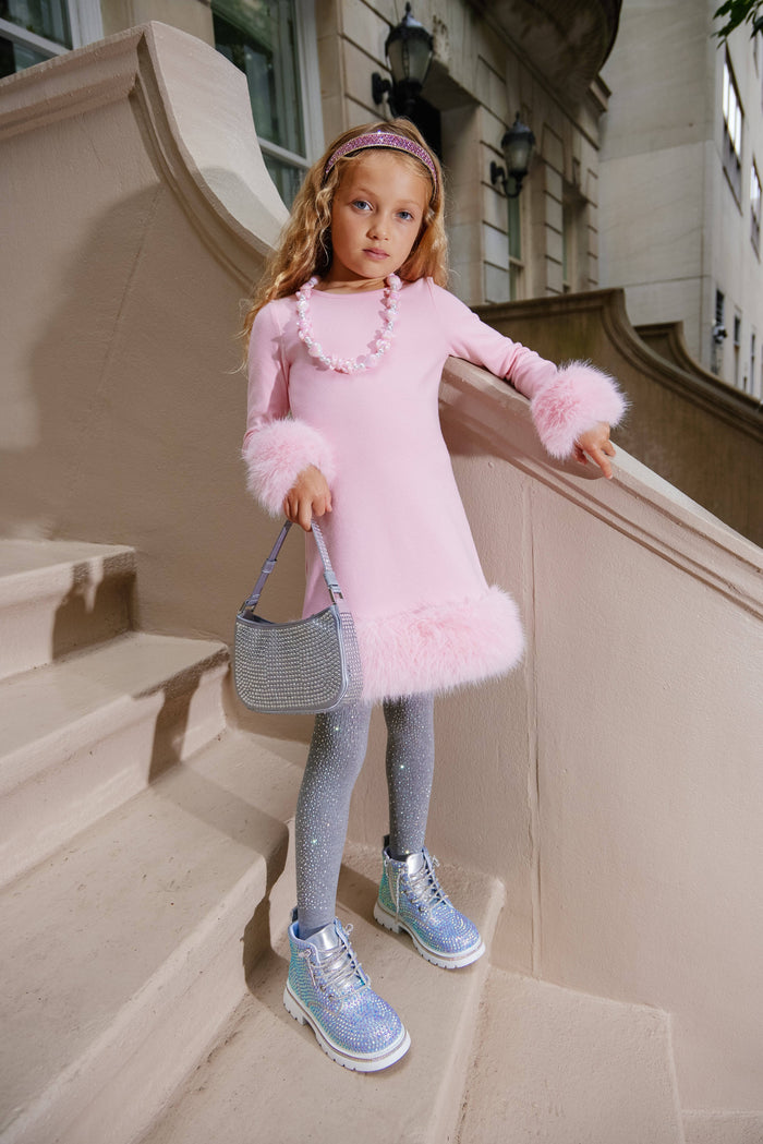 pink faux fur dress Flossy Fuchsia Pink Faux Fur Long Jacket & Ruched Dress Set July Issue