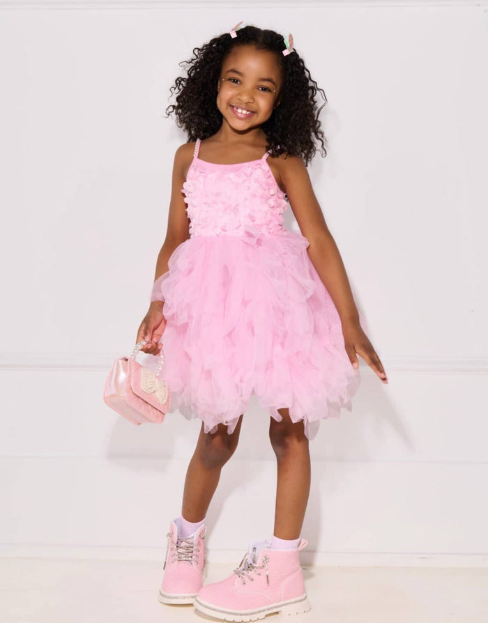 Lola + The Boys Dress 2 Pink 3D Flowers Tulle Dress
