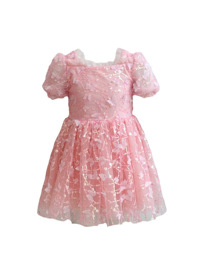 Lola + The Boys Dress Pink Butterfly Puff Tulle Dress