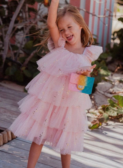 Lola + The Boys Dress Pink Confetti Sparkle Dress