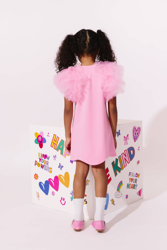 Lola + The Boys Dress Pink Crystal Ruffle Dress