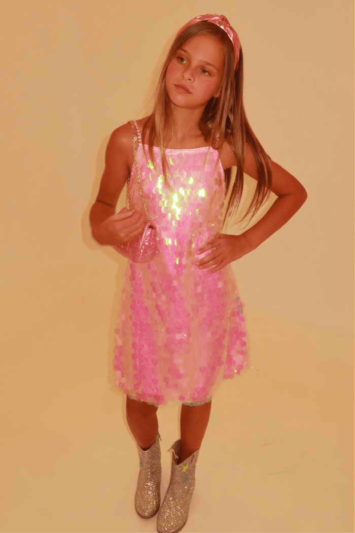 Lola + The Boys Dress Pink Magic Paillette Dress