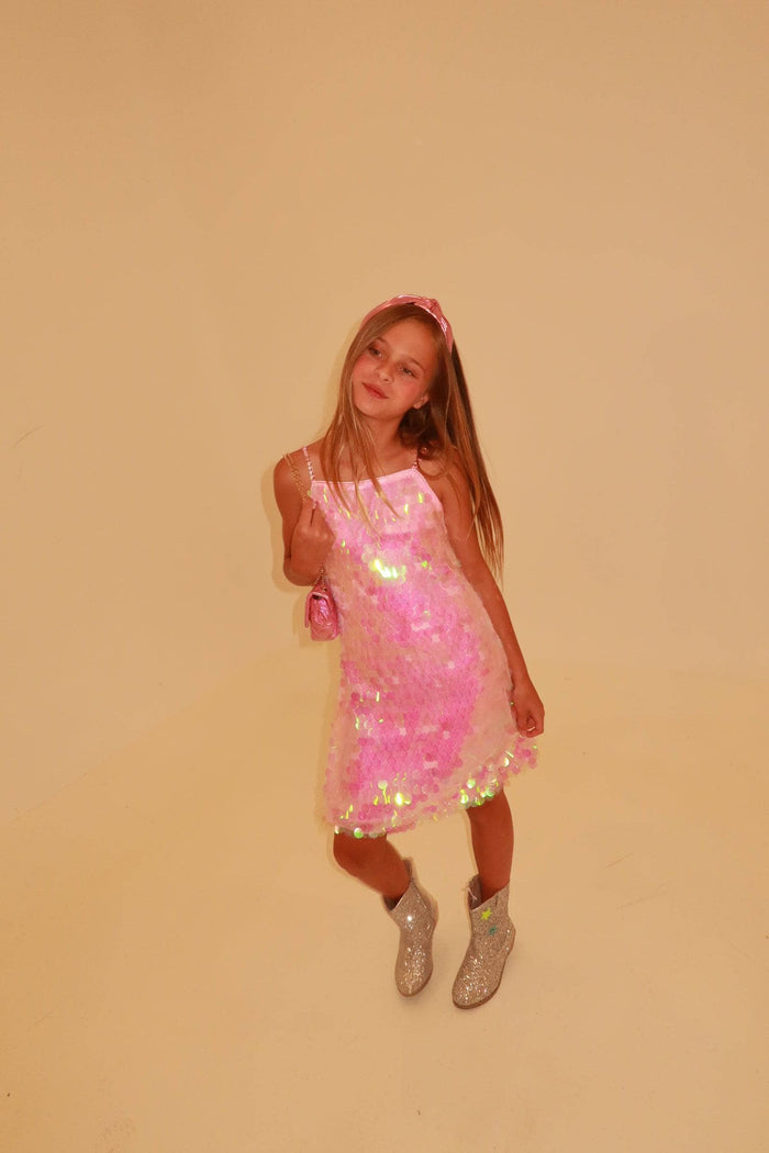 Lola + The Boys Dress Pink Magic Paillette Dress