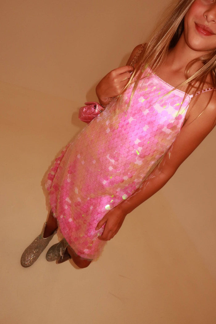 Lola + The Boys Dress Pink Magic Paillette Dress