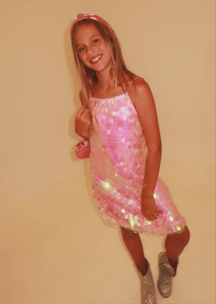 Lola + The Boys Dress Pink Magic Paillette Dress