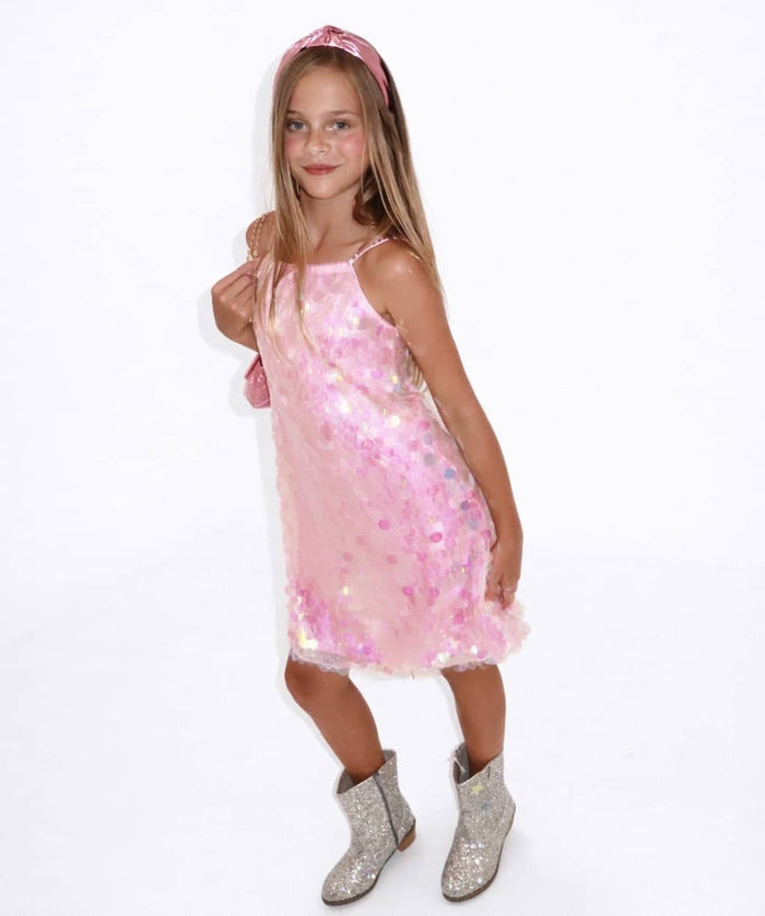 Lola + The Boys Dress Pink Magic Paillette Dress