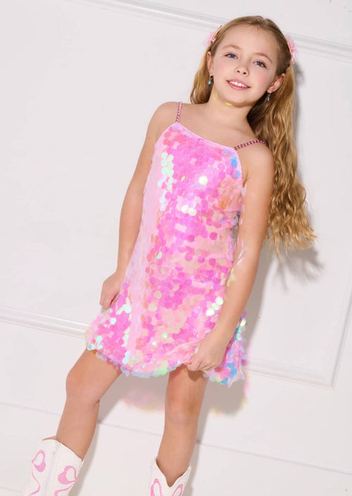 Lola + The Boys Dress Pink Magic Paillette Dress