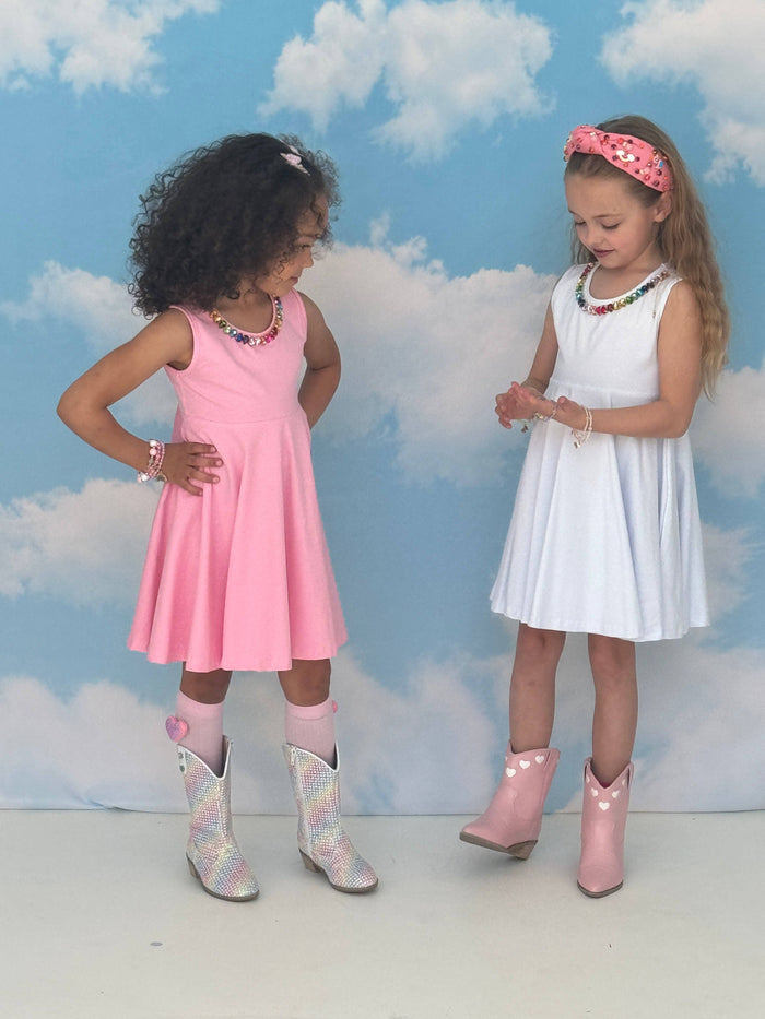 Lola + The Boys Dress Pink Rainbow Gems Tank Dress