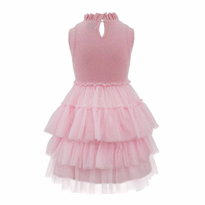 Lola + The Boys Dress Pink Tiered Party Bow Dress