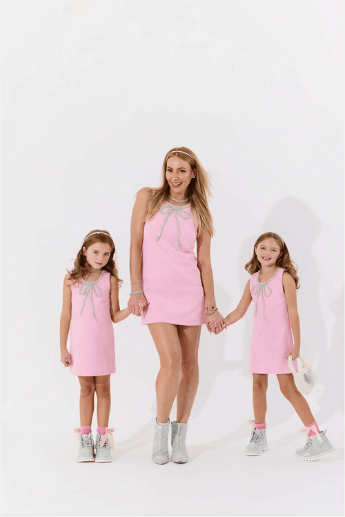 Lola + The Boys Dress Pink Velvet Bow Princess Dress – Teen/Women
