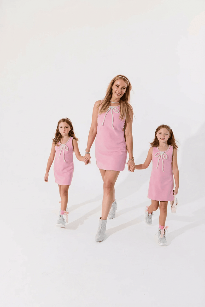 Lola + The Boys Dress Pink Velvet Bow Princess Dress – Teen/Women