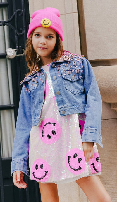 Lola + The Boys Dress Pinkie Happy Emoji Dress