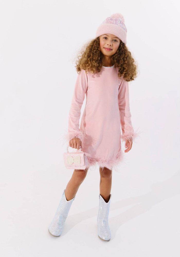 Lola + The Boys Dress Princess Velvet Feather Dress