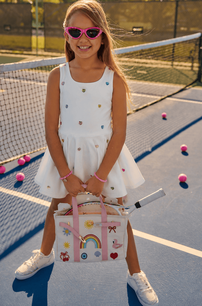 Lola + The Boys Dress Rainbow Heart Tennis Dress