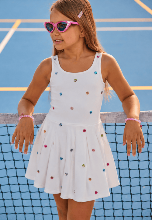 Lola + The Boys Dress Rainbow Heart Tennis Dress